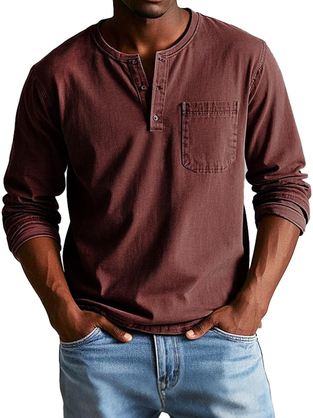 Koen | Zeitlose Langarmshirt mit Henley-Ausschnitt