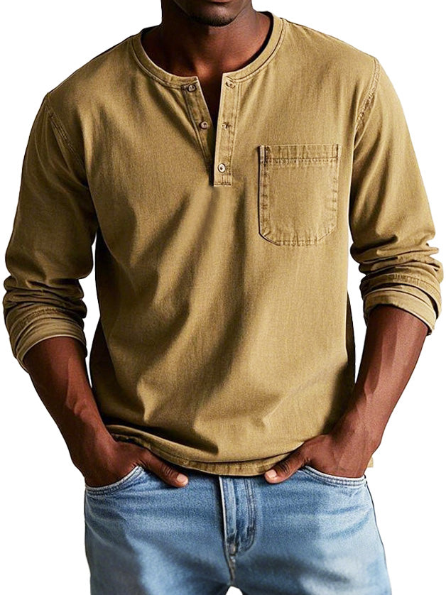 Koen | Zeitlose Langarmshirt mit Henley-Ausschnitt