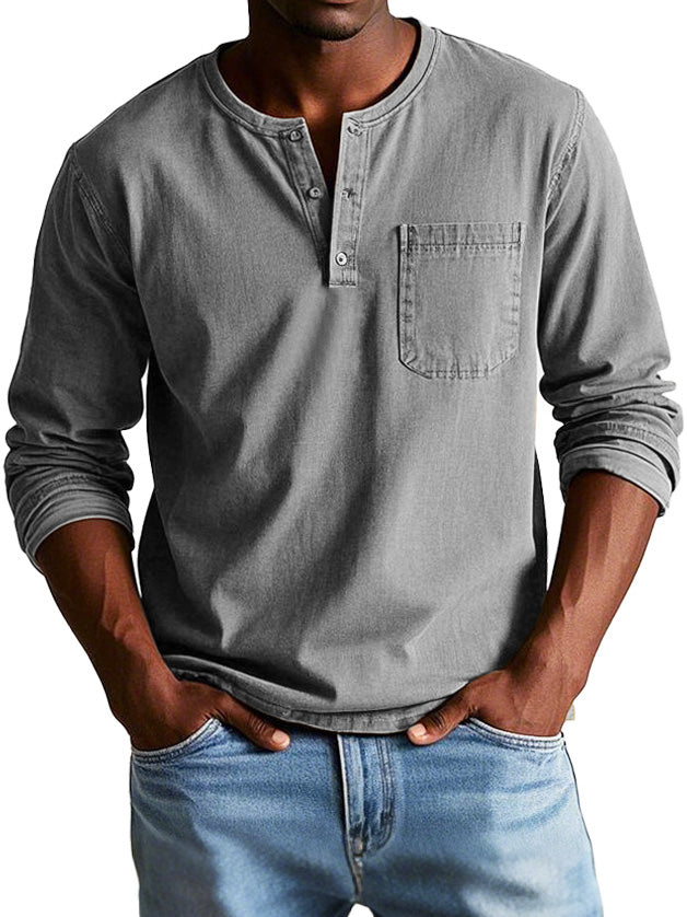 Koen | Zeitlose Langarmshirt mit Henley-Ausschnitt