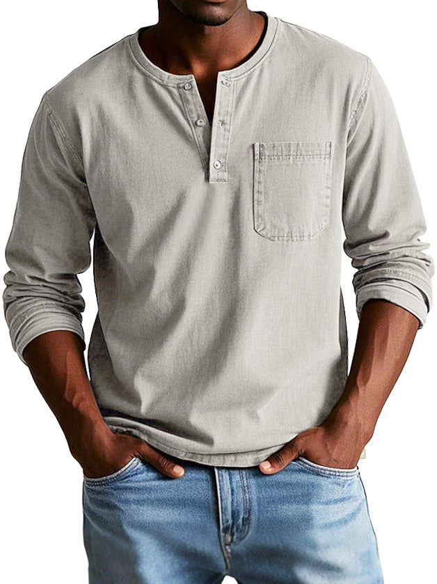 Koen | Zeitlose Langarmshirt mit Henley-Ausschnitt