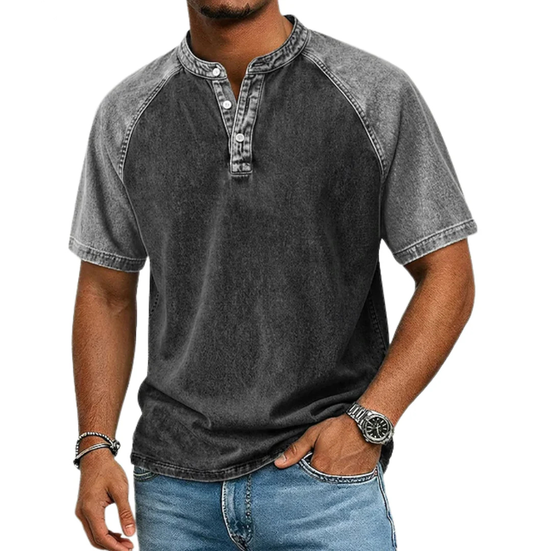 Paul | Vintage Zweifarbige Henley-Shirt