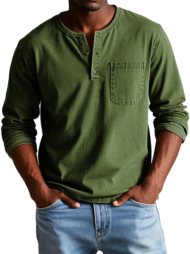 Koen | Zeitlose Langarmshirt mit Henley-Ausschnitt