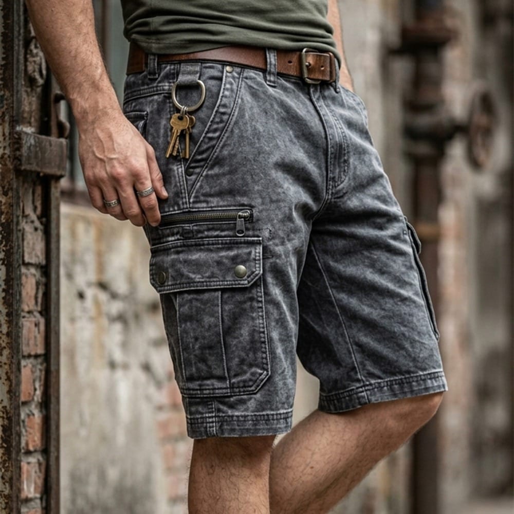 Pieter | Funktionale Denim Cargo Shorts
